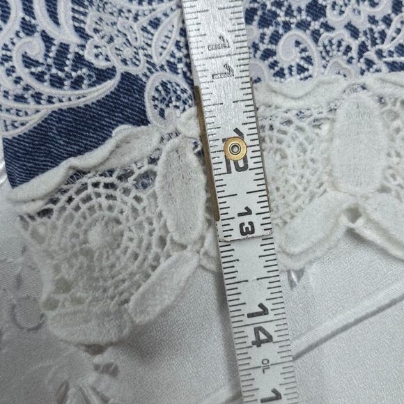 Rabbit Rabbit Designs Dress Woman Size 8 Blue White Paisley Lace Trimmed Midi - Picture 7 of 12